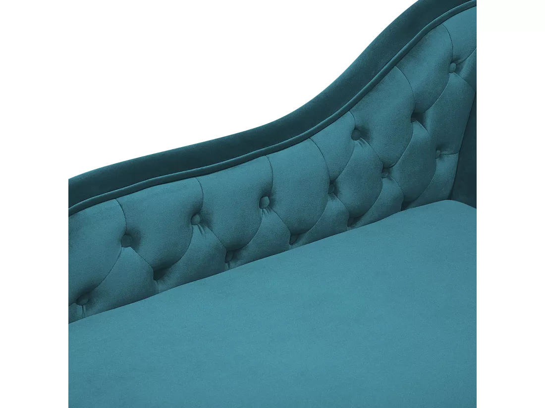 Méridienne Chesterfield en velours vert canard côté droit NIMES