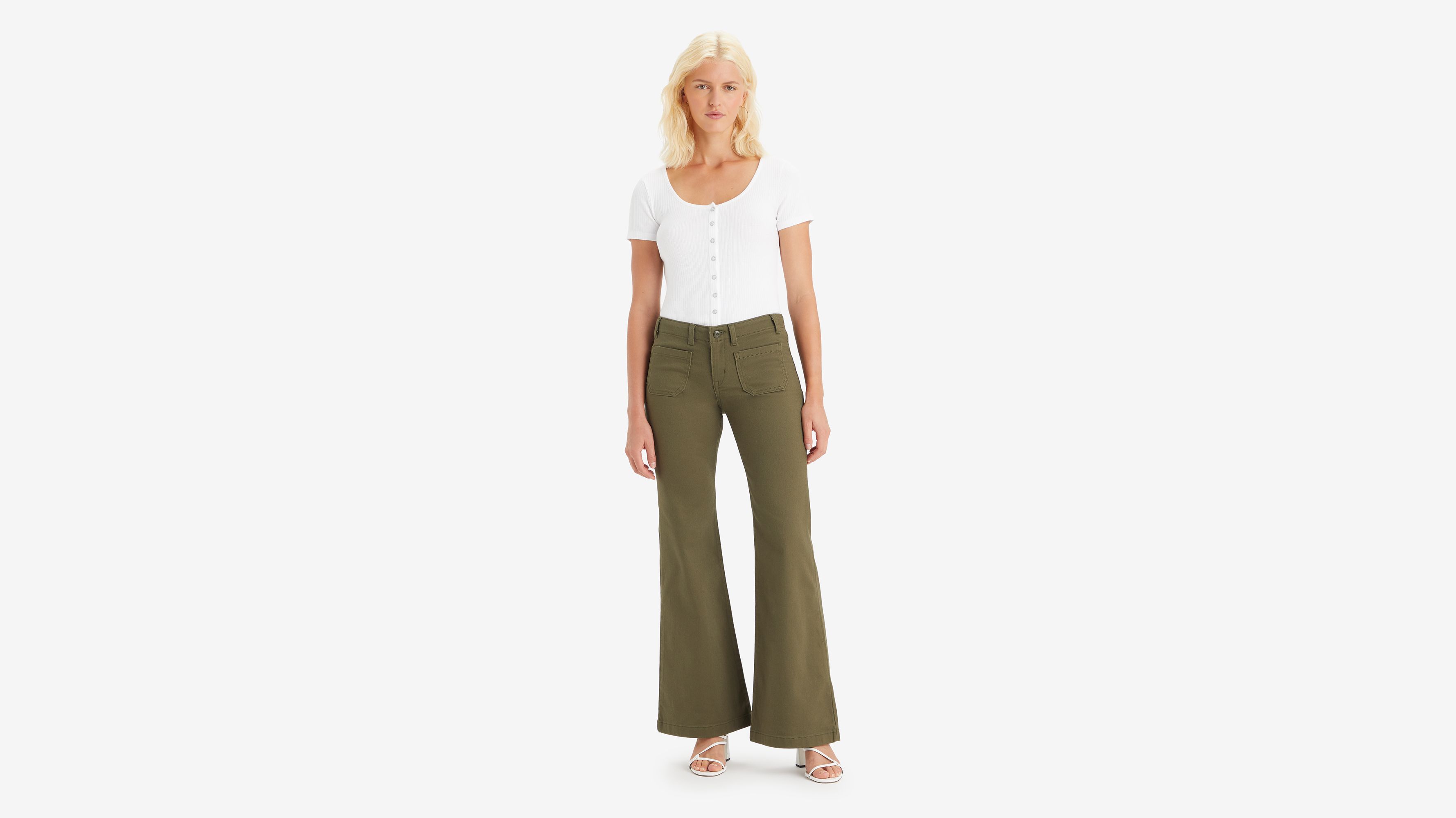 Pantalon Superlow Flare - Olive Night - Vert