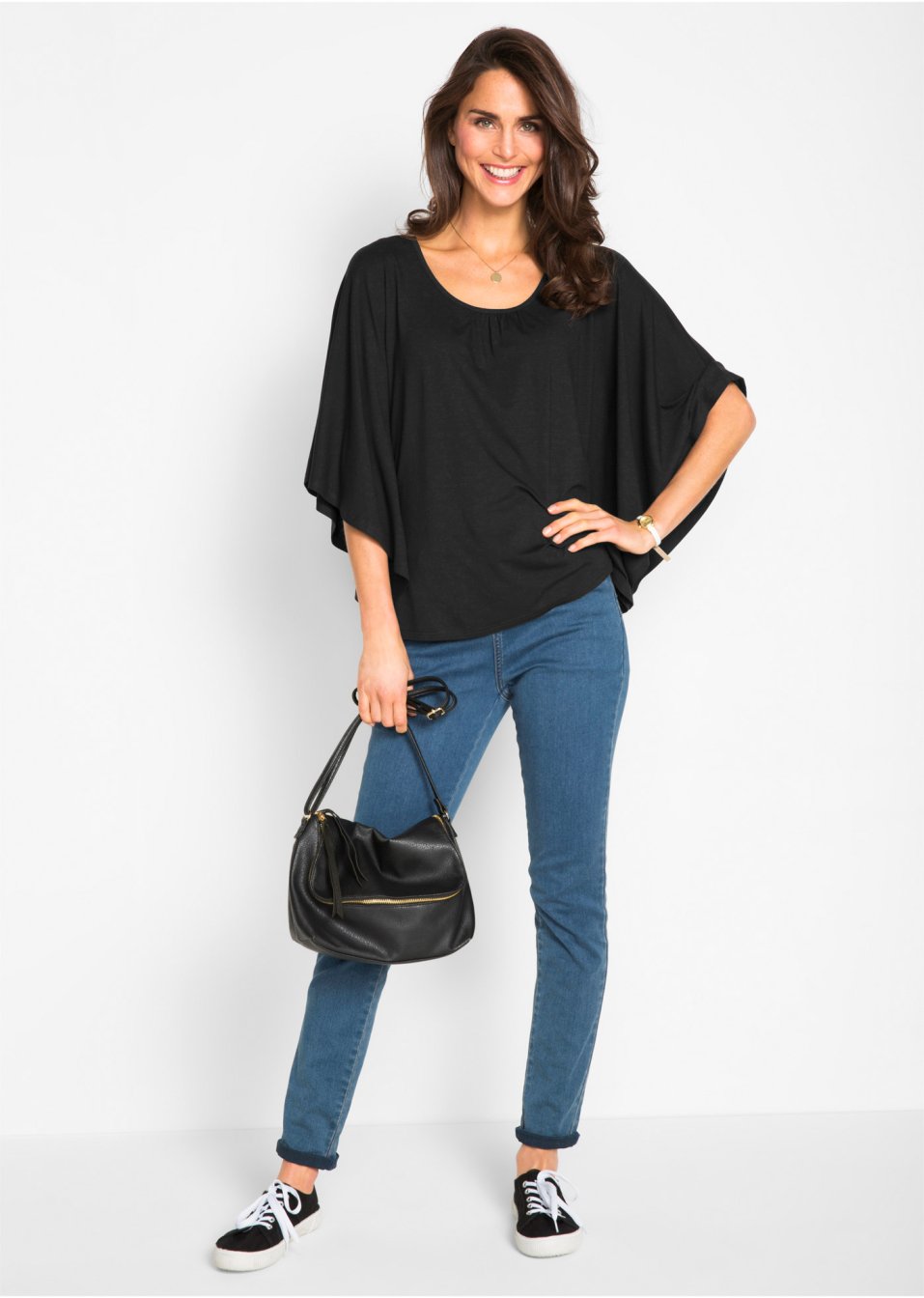 T-shirt à manches chauve-souris et col rond