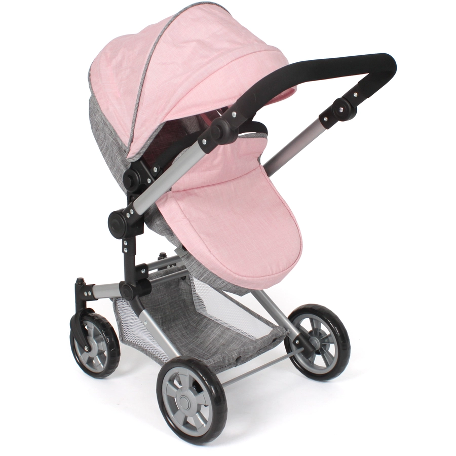 BAYER CHIC Kombi Puppenwagen LINUS melange grau rosa