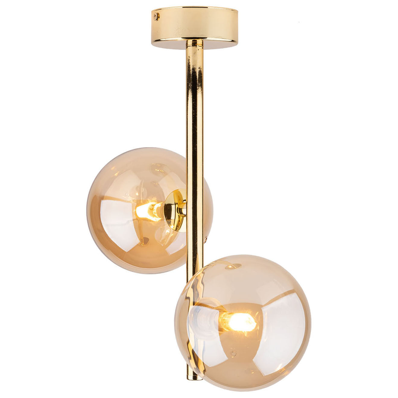 Micadoni Suspension Alioth doré/ambre - 12x27x34 cm