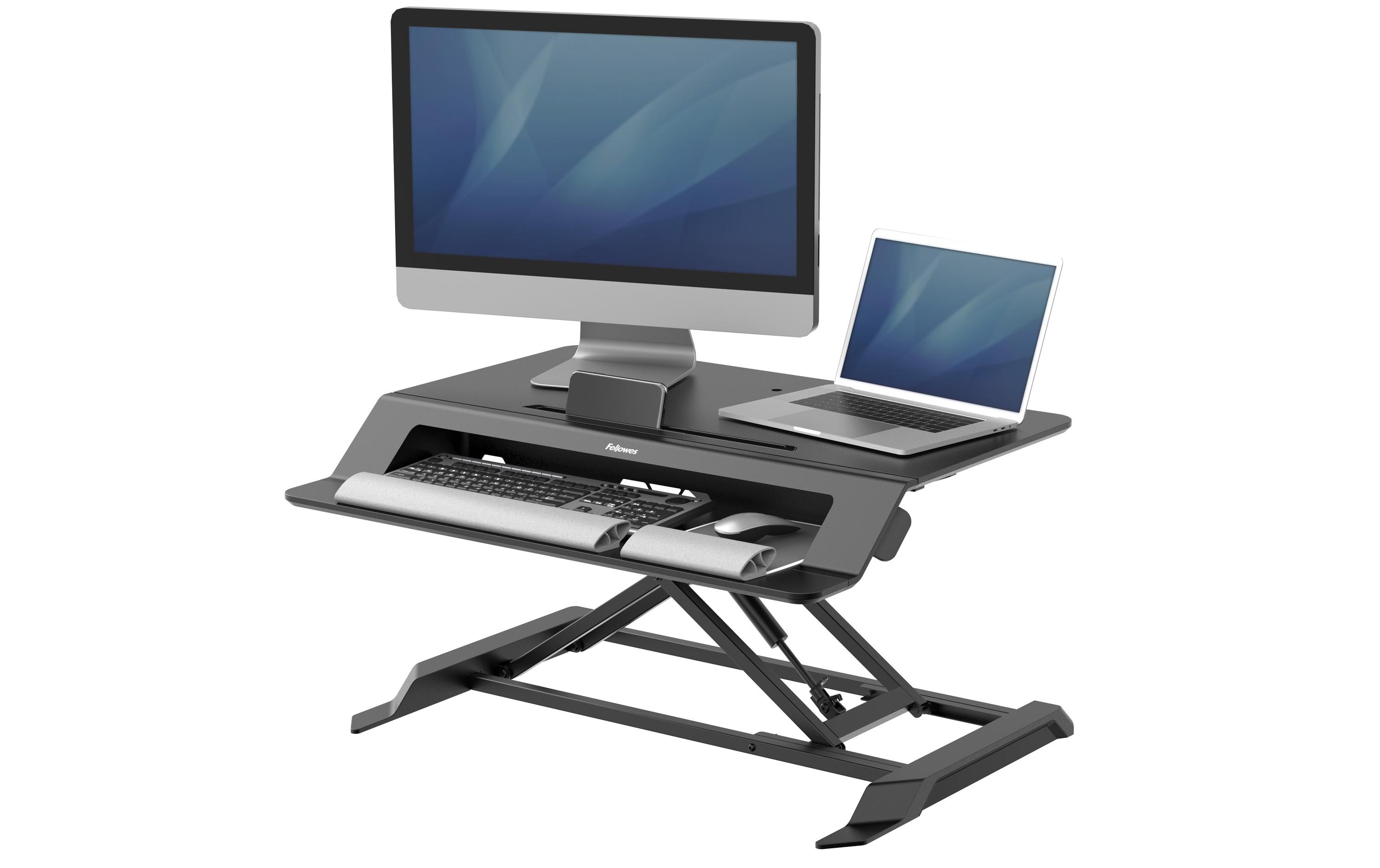 Bildschirm-Ständer Lotus LT Schwarz<br>Sitz-Steh Workstation, höhenverstellbar
