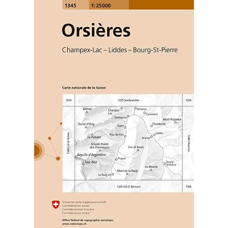 Swisstopo Orsières 1345 Landeskarte 1:25 000