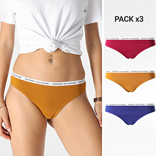 Lot De 3 Strings Femme 2829 Bordeaux Bleu Marine Camel