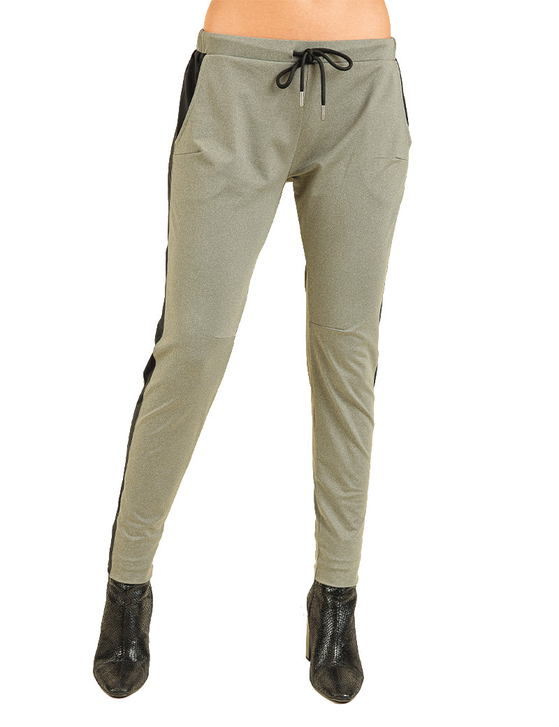 HBT BASICS INSOLITES | CHINÉ UNI CRUZ BAND PANTALON FEMME KAKI/NOIR