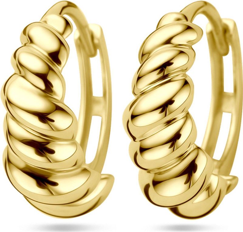 Klapoorringen - 14K Geelgouden - 13x5.5mm - Scharniersluiting - Gepolijst