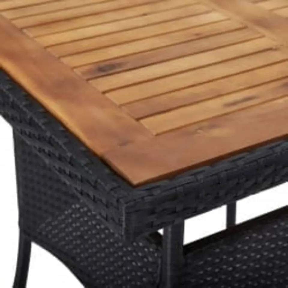 vidaXL - Tuinset - Zwart - Poly rattan en acaciahout - 5 stuks