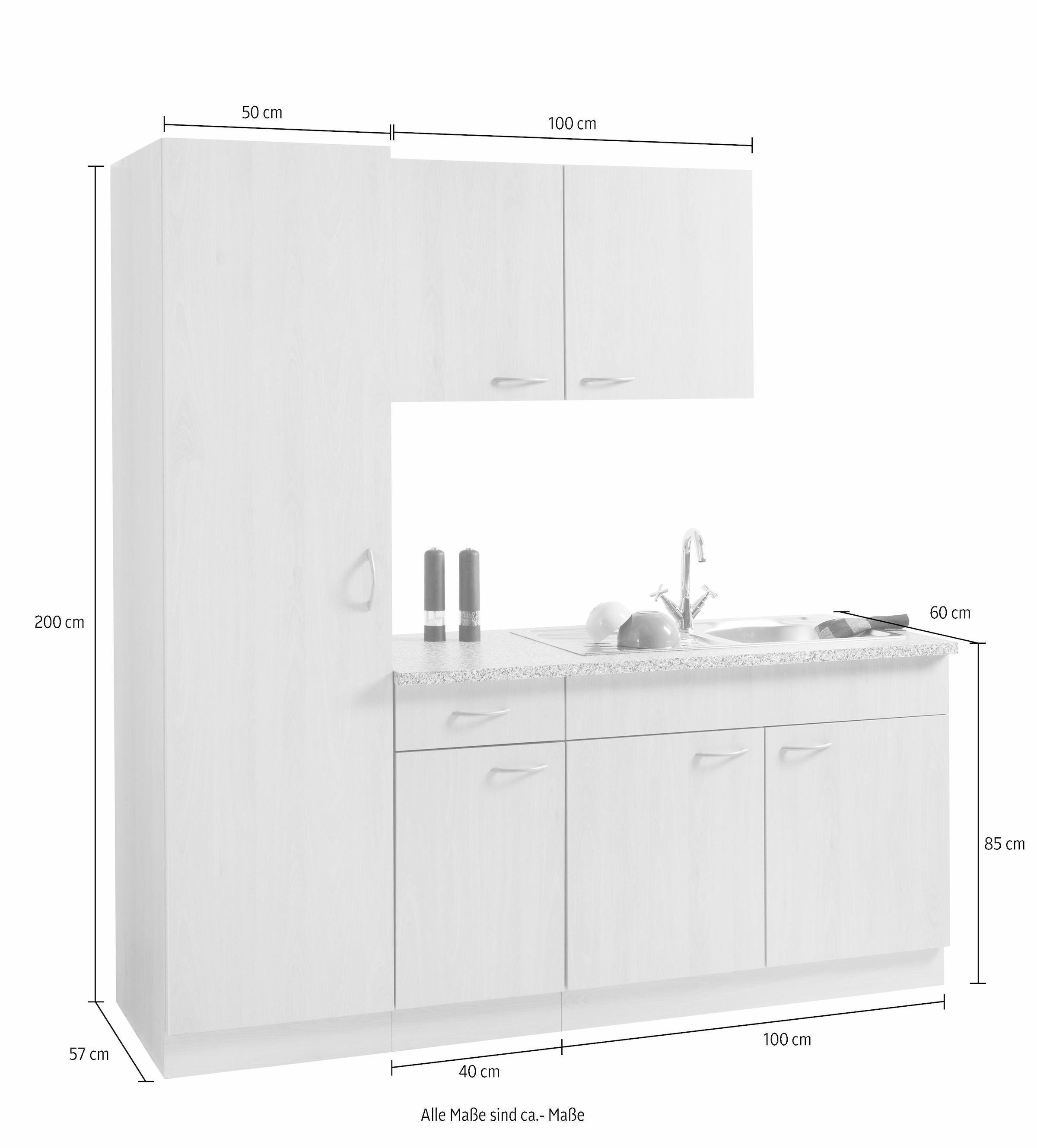 wiho Küchen Küche »Kiel« ohne E-Geräte, Breite 190 cm, Tiefe 60 cm