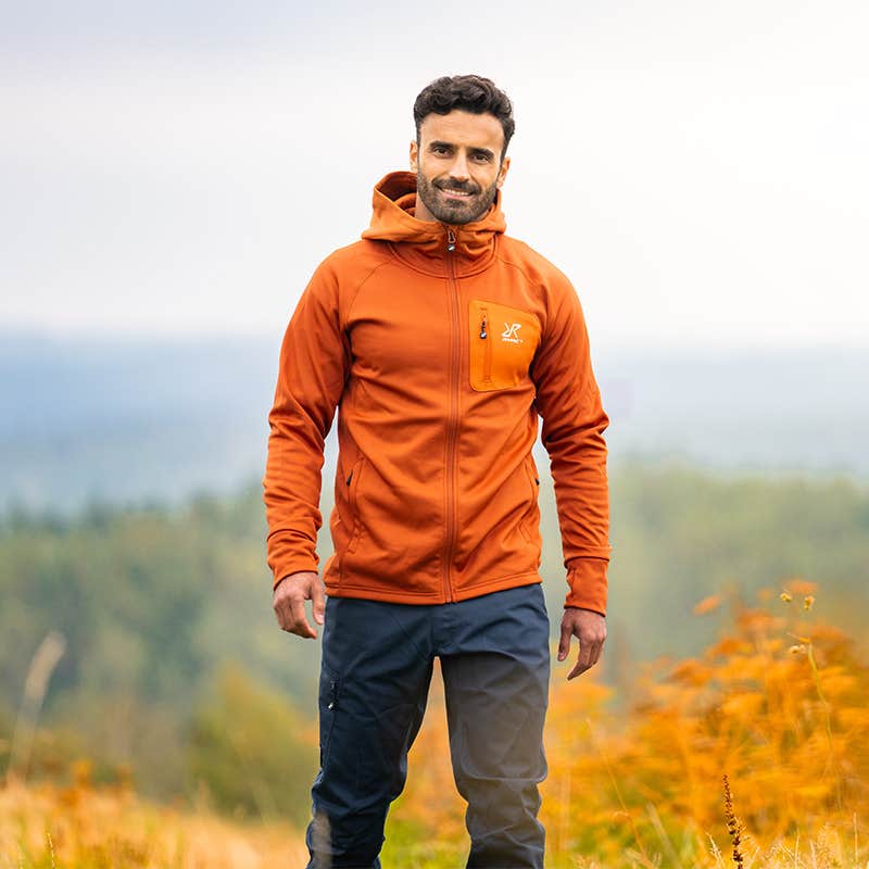 Evolution Stretch Fleece Hoodie Herre Terracotta Brown
