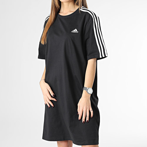Robe Tee Shirt Femme A Bandes 3 Stripes HR4923 Noir