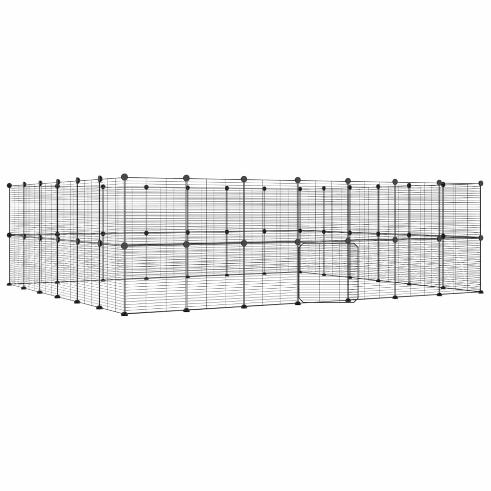 Cage animaux de compagnie à 52 panneaux et porte noir 35x35 cm