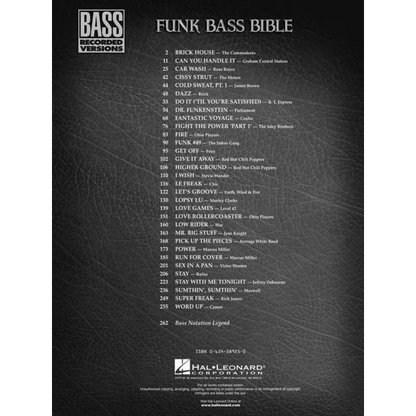 Hal Leonard Funk Bass Bible