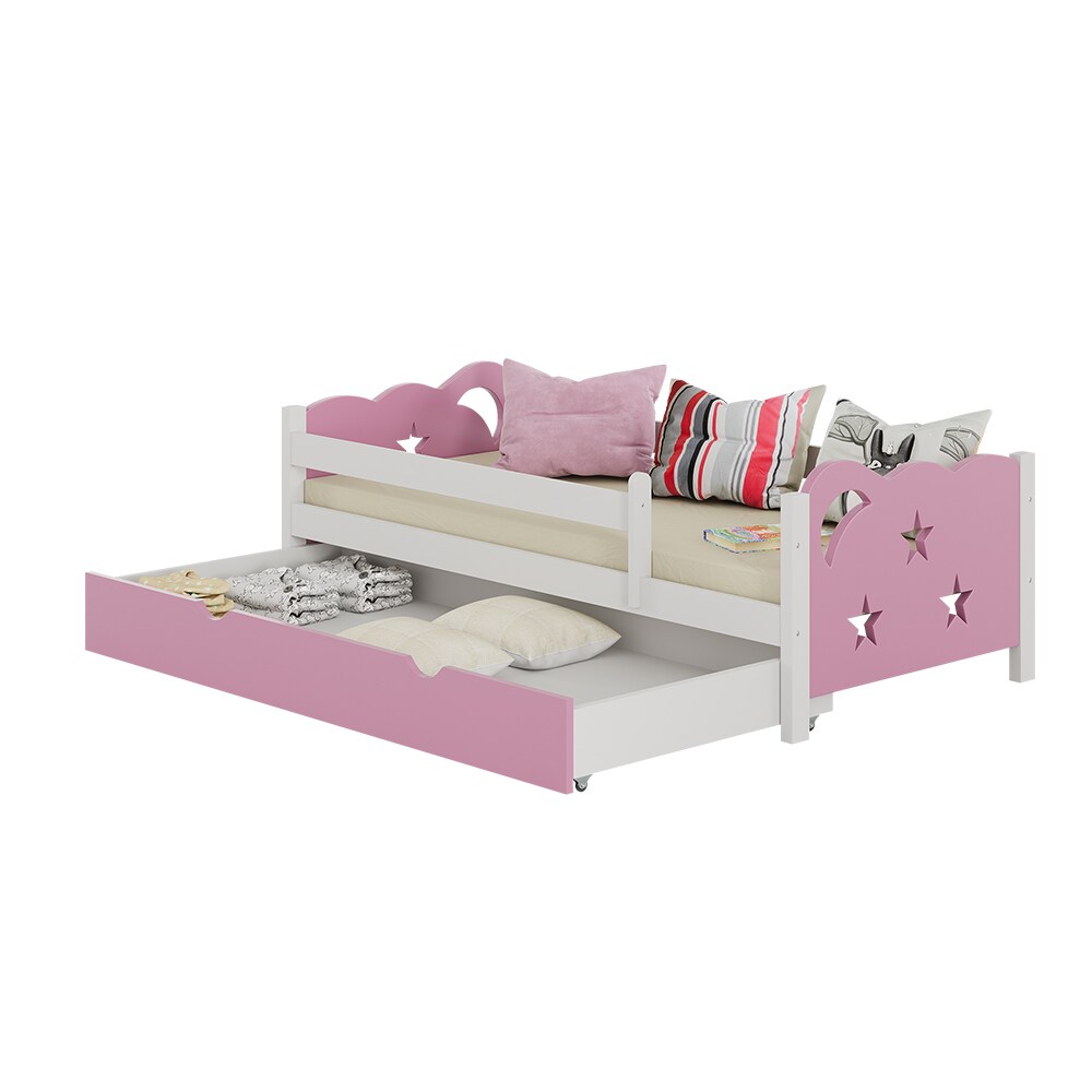 VitaliSpa Kinderbett Einzelbett Juniorbett Jessica Weiß Pink 160x80 cm modern Kinderzimmer Bett Bettschublade Rausfallschutz