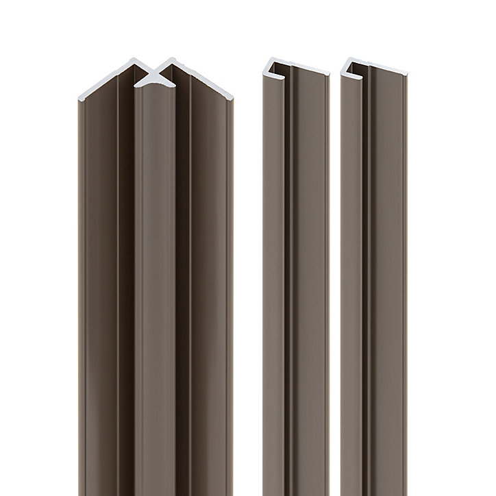 Lot de 2 profilés de finition + 1 profilé d'angle intérieur pour panneaux muraux Schulte DécoDesign, alu taupe