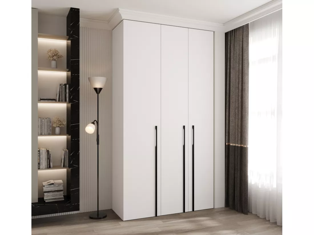 Armoire à portes battantes Como 3 245,5/130/50 3 portes (blanc/noir)