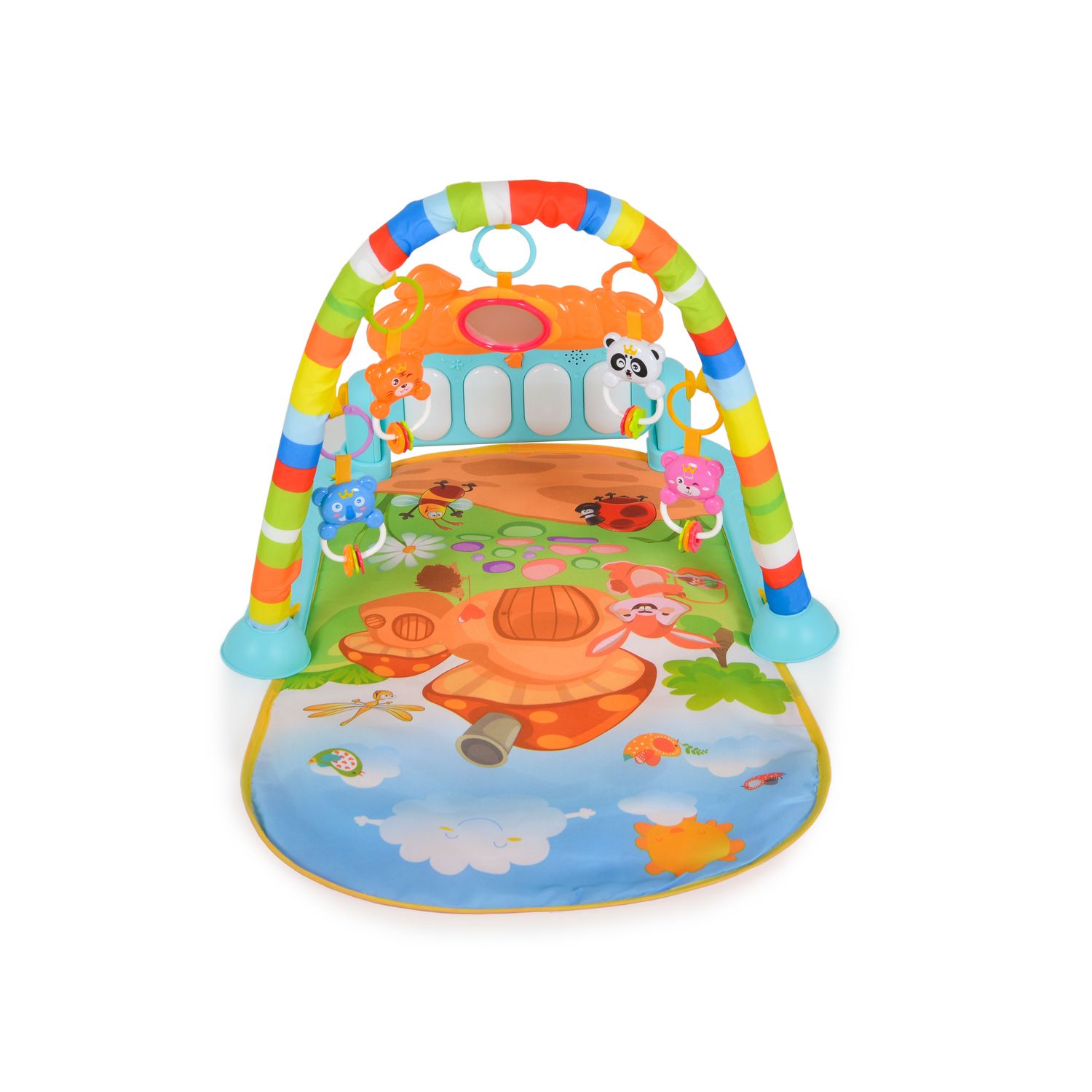 Moni Spielbogen Mushy HE0639 Krabbeldecke, Musiktasten, Licht, Hängespielzeug bunt