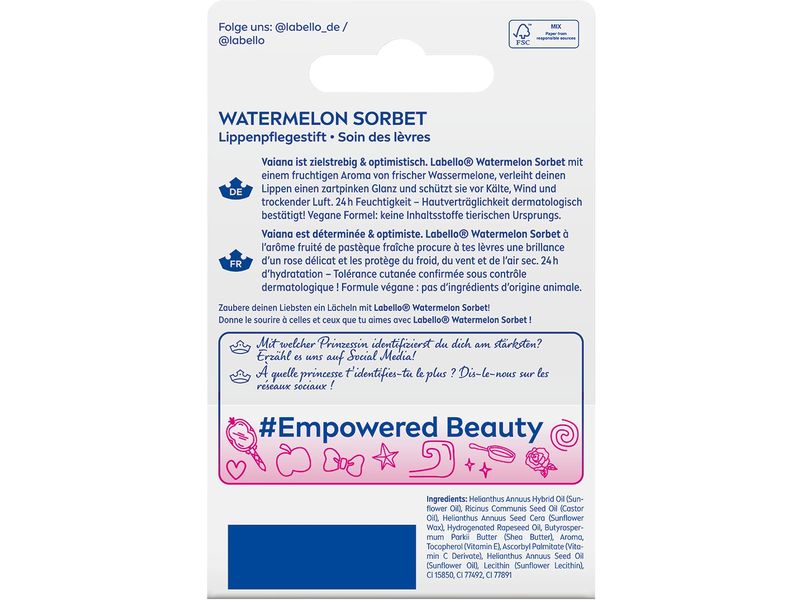LABELLO Lippenpflege Vaiana Watermelon Sorbet 4.8 g Lippenpflegestift verleiht einen zartpinken Glanz