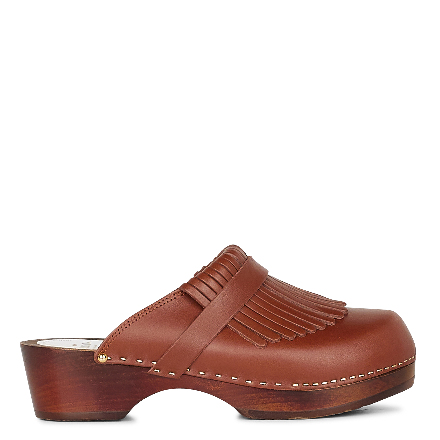 YDAHO - Sabot en cuir à franges| Marron