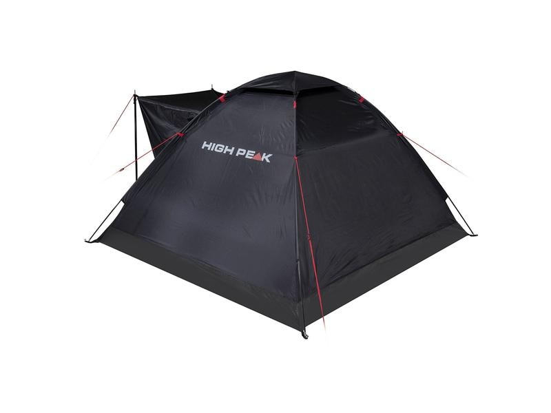 High Peak Zelt Beaver 3, Schwarz Familienzelt mit wetterfestem Vordach