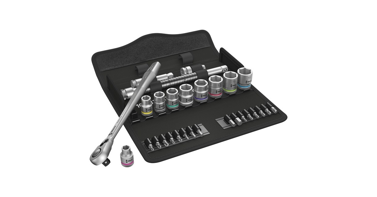 Wera8100 SB 8 Zyklop Metal-ratelset, 29‑delig gereedschapsset  (Zwart/zilver, Omschakelpal, 3/8