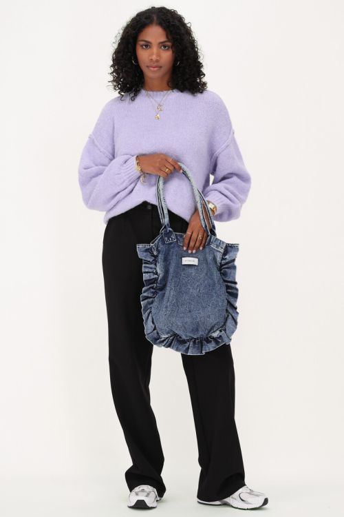 Lila oversized trui met ballon mouwen