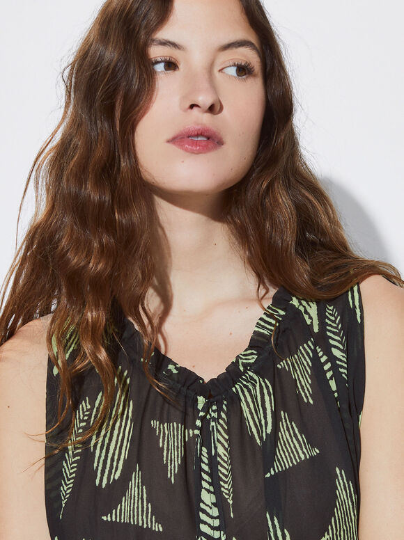 Camisa estampada com laço - Multicolorida