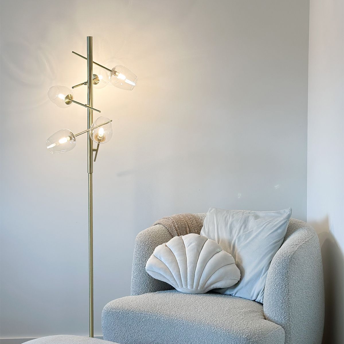 Klassieke vloerlamp goud met glas 5-lichts - Elien