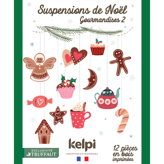 Suspension en bois DIY thème Noël gourmand 2 H.6,2 cm - x12