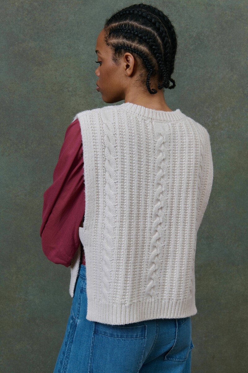 LOUISE MISHA<br>Suéter de gesso com bordado floral, ADELA