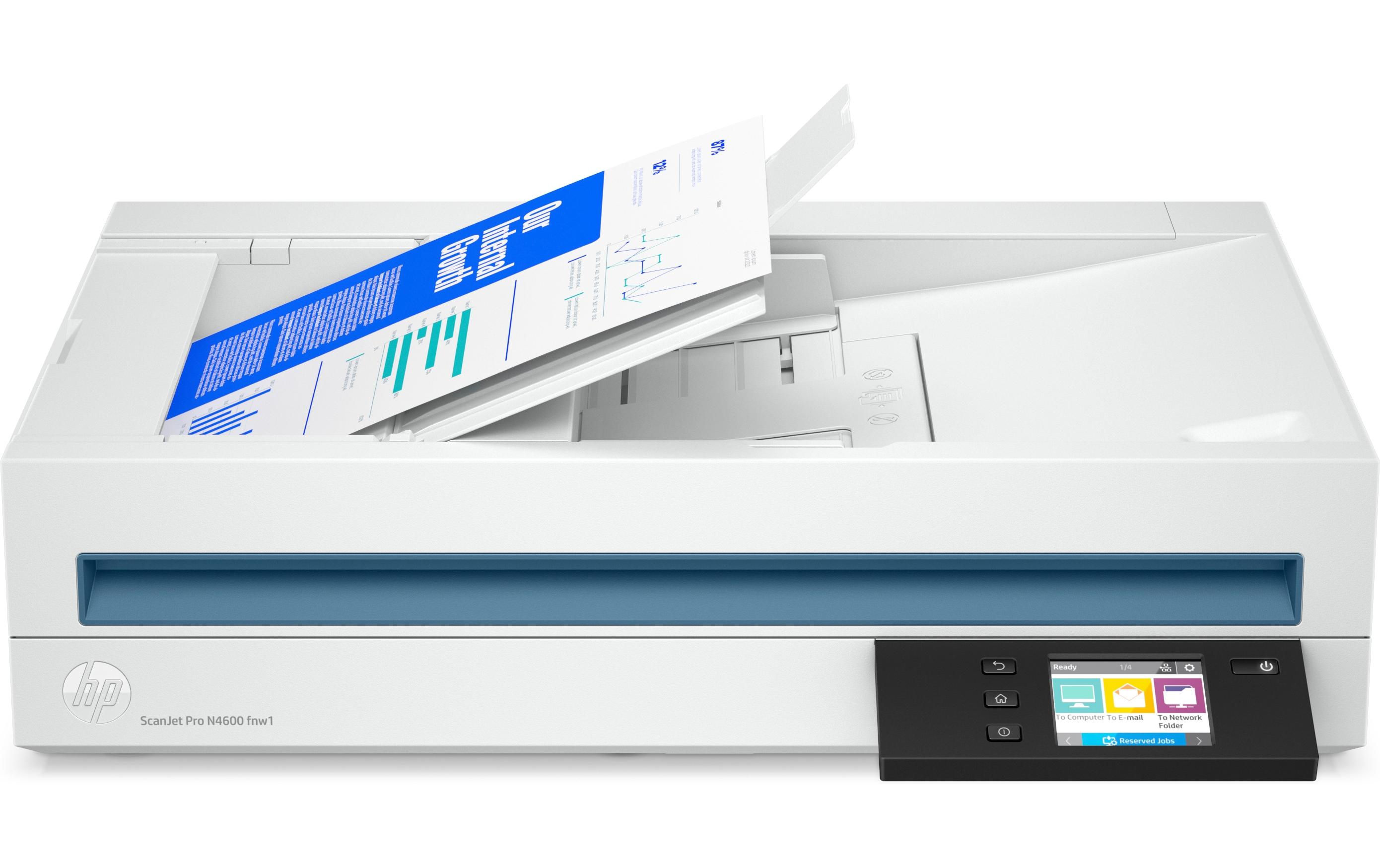 Dokumentenscanner ScanJet Pro N4600 fnw1<br>Netzwerkfähiger Hochgeschwindigkeits-Flachbettscanner mit HP EveryPage Technologie
