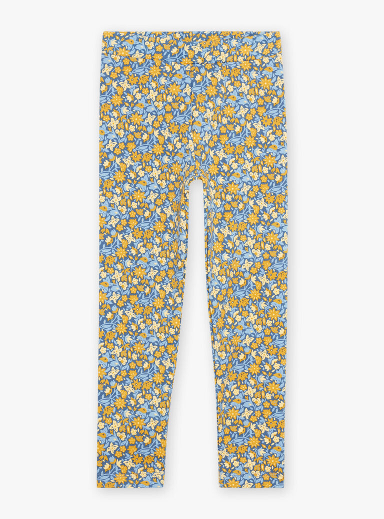 Legging bleu marine à fleurs