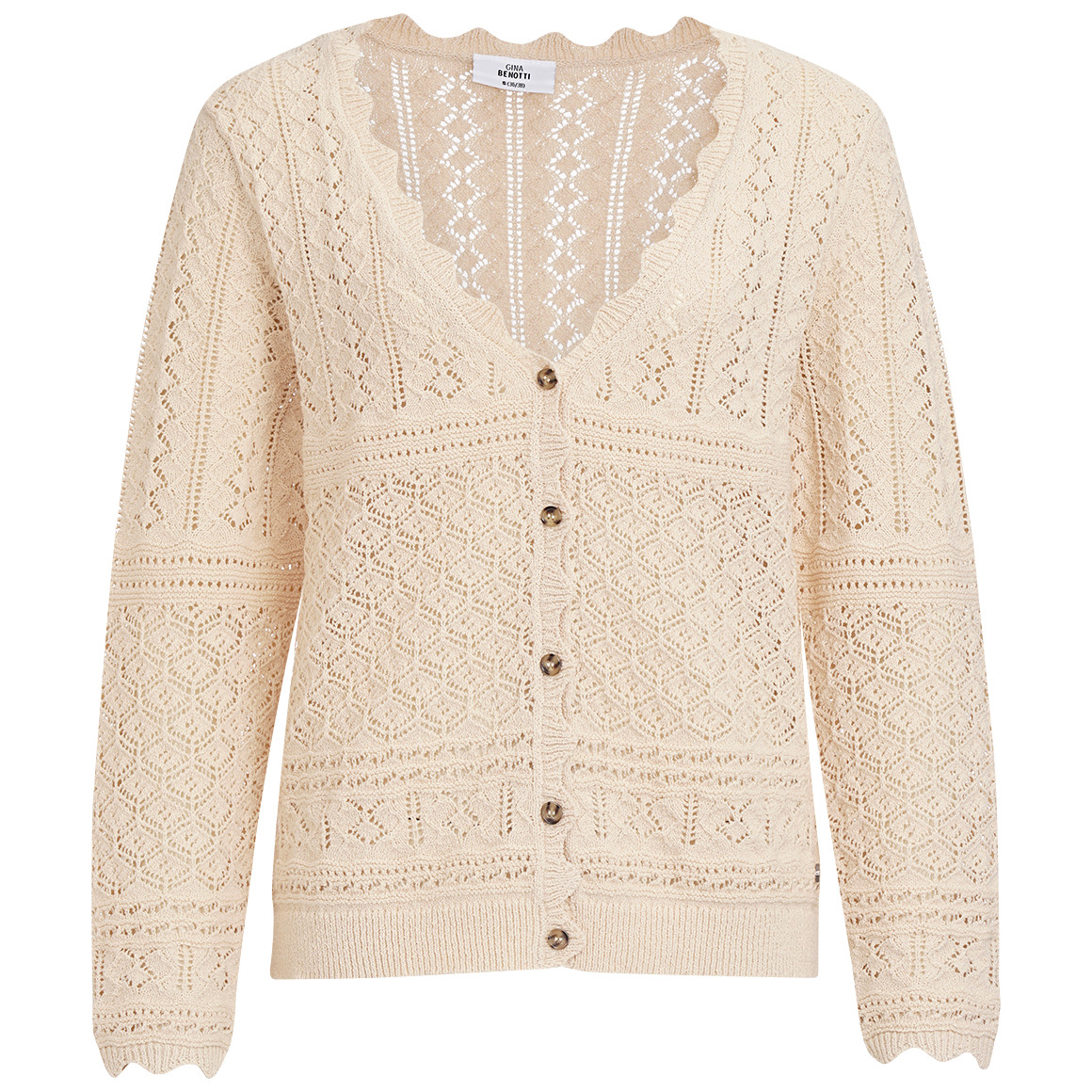 Gina Benotti Damen Strickjacke in Ajour-Optik beige