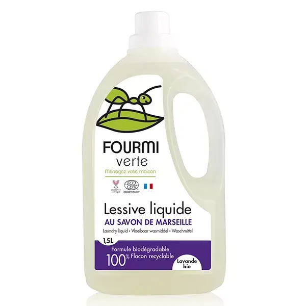 Detergente líquido orgânico para roupas Fourmi Verte com aroma de lavanda, 1,5L