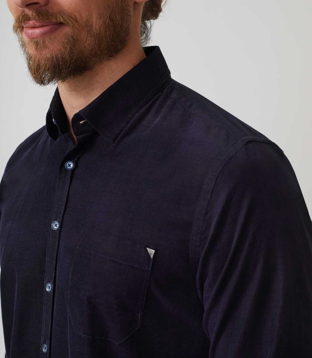 Chemise casual velours marine 