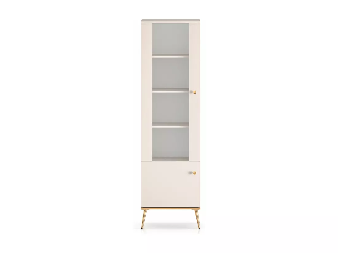 Vitrine haute - 2 porte - Grège - SELGIN avec pieds dorés