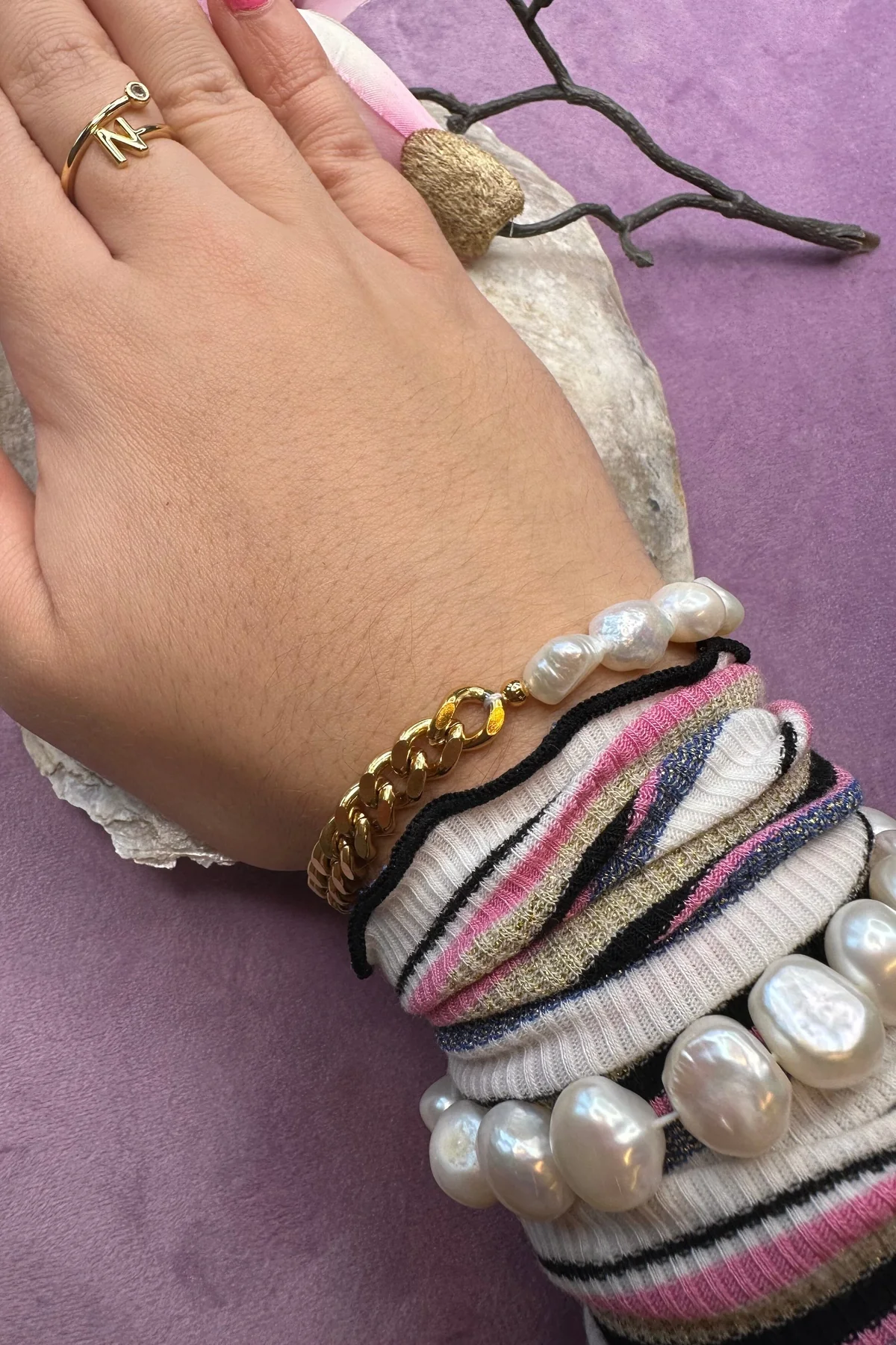 Mellow Moon Armbånd Perle & Forgyldt