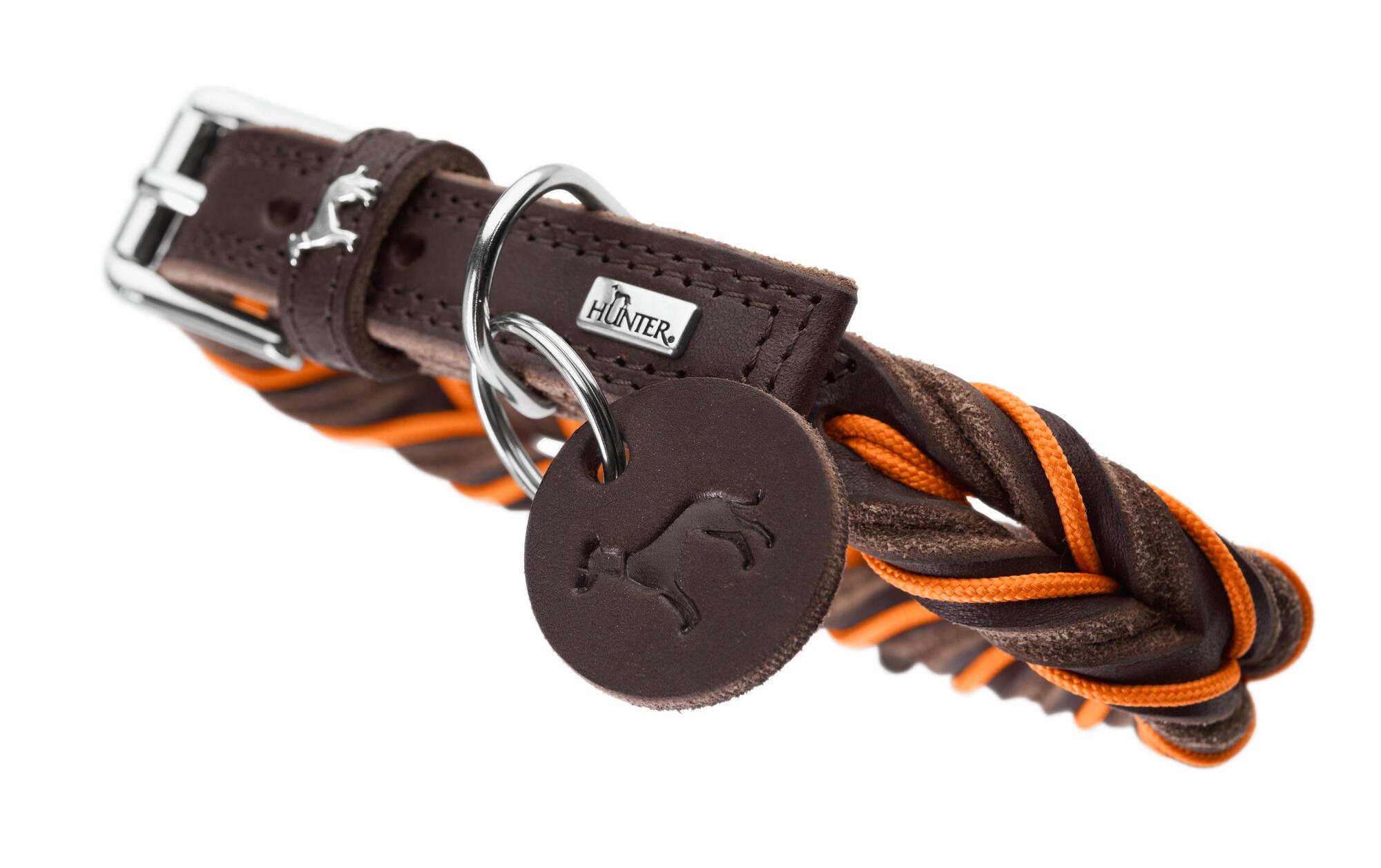 Halsband Solid Education Cord, M-L (60), Dunkelbraun/OrangeHundehalsband