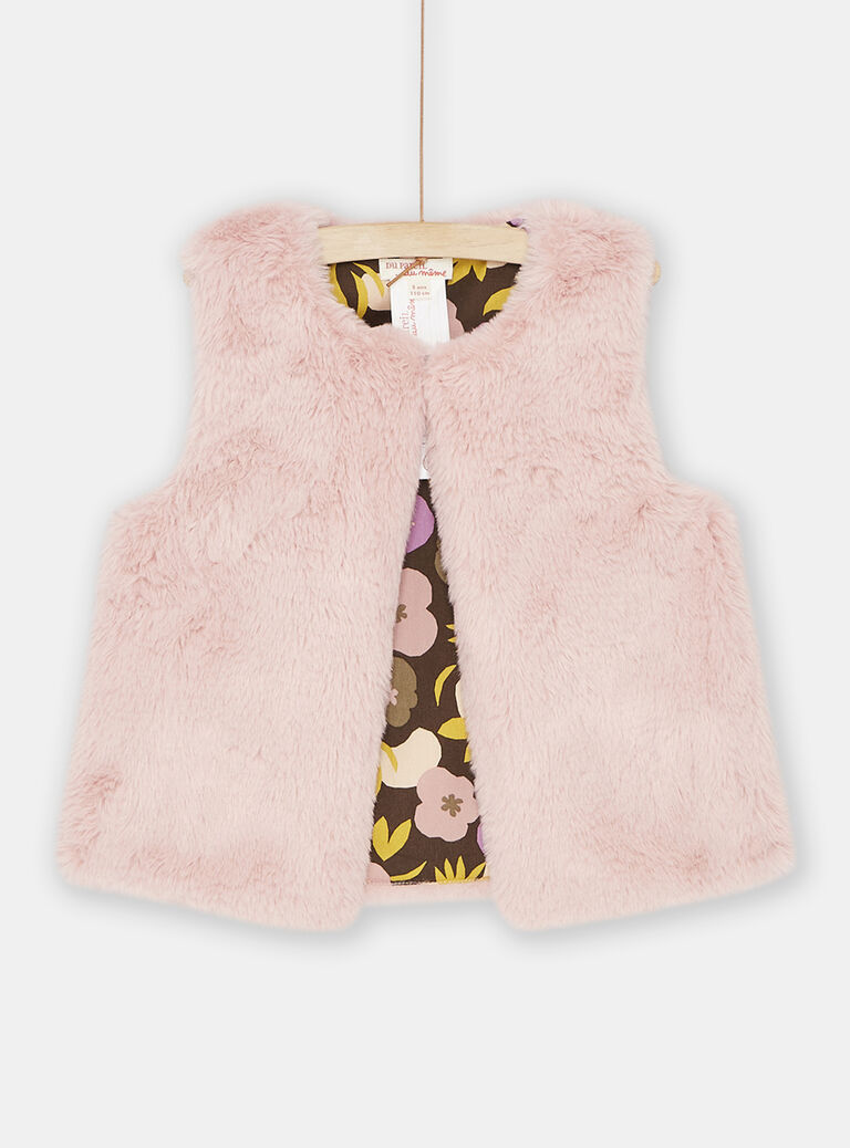 Cardigan rose réversible fille