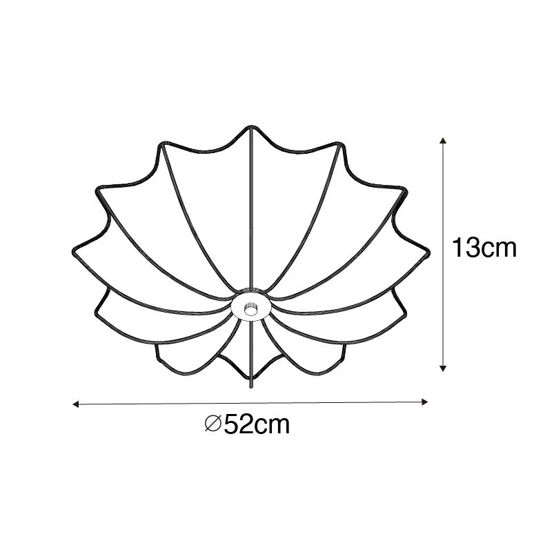 Japandi plafondlamp wit zijden 52cm 3-lichts - Plu