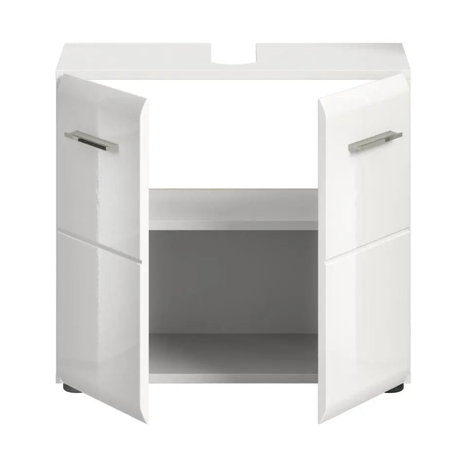 Hioshop Ice wastafel 2 deuren wit hoogglans- wit