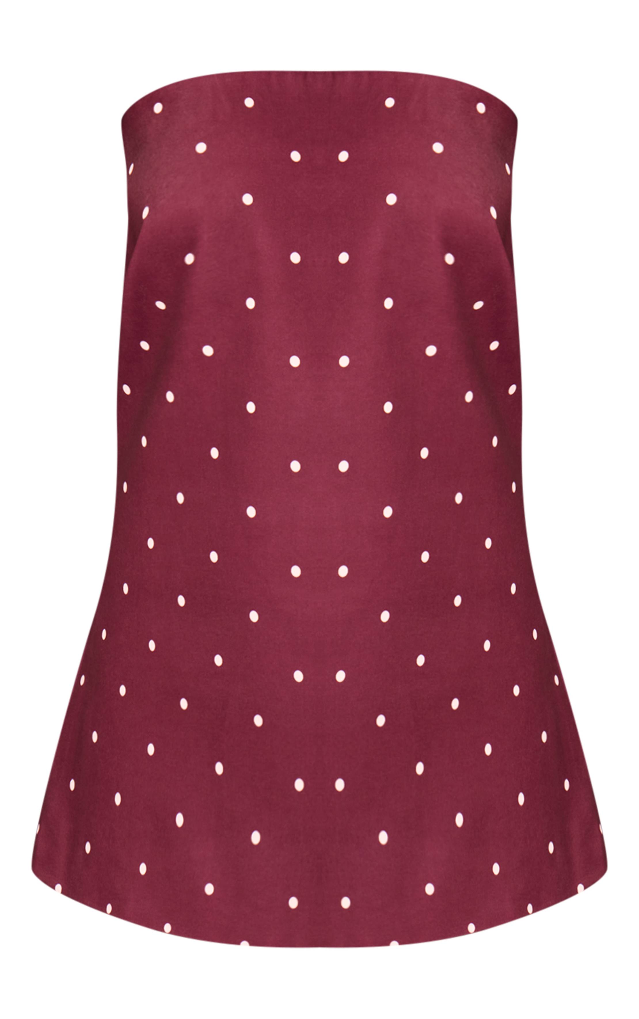 Rouge Bordeaux Robe Droite Imprimée À Pois