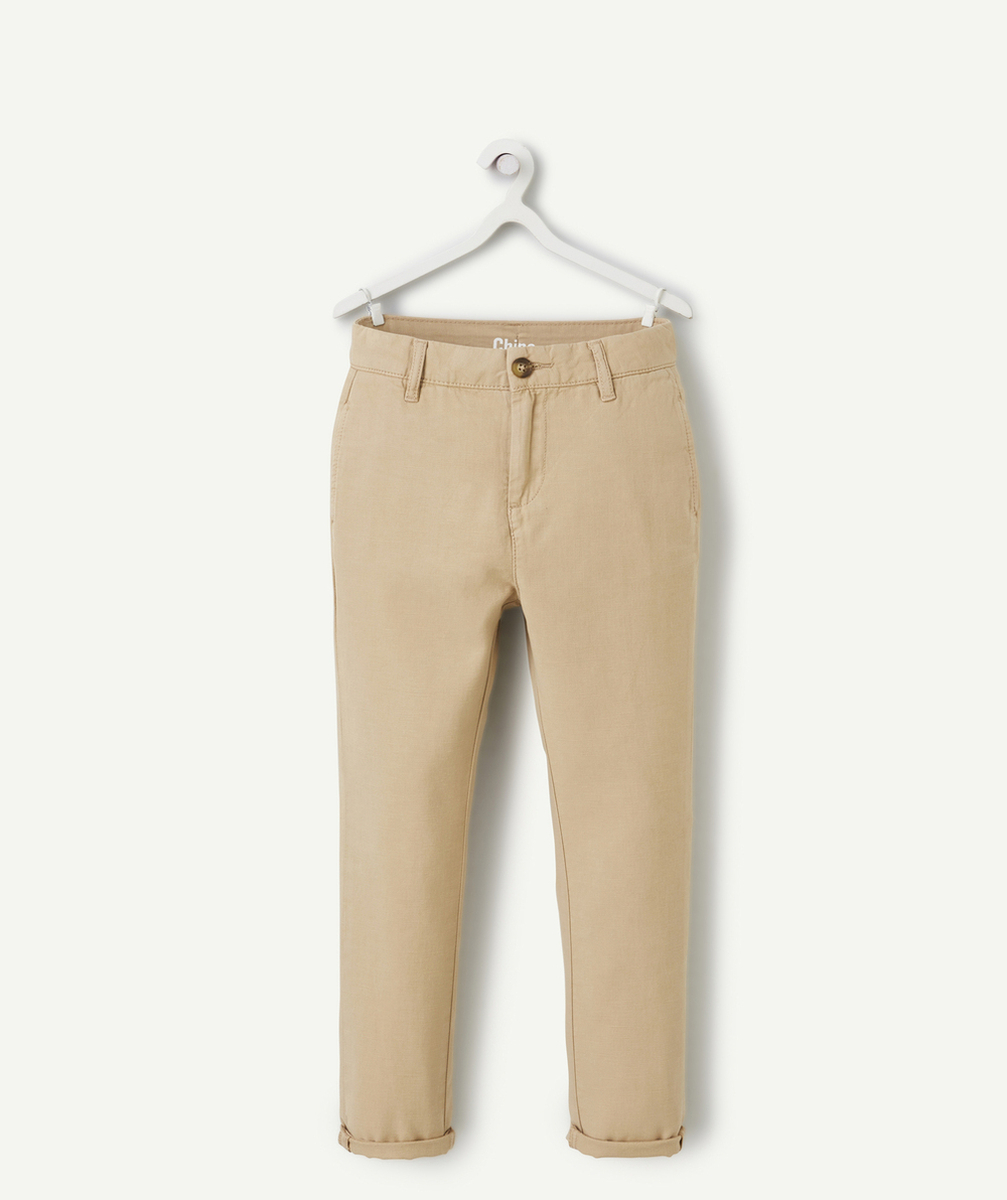 pantalon chino garçon en viscose responsable beige