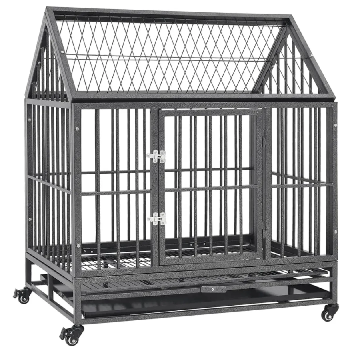 vidaXL Cage chien avec roues et toit - 92x62x106 cm