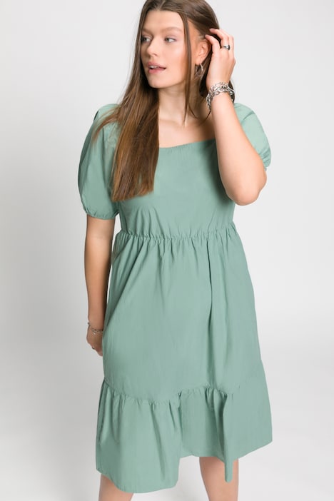 Midikleid, A-Line, Carree-Ausschnitt, Volant, Halbarm