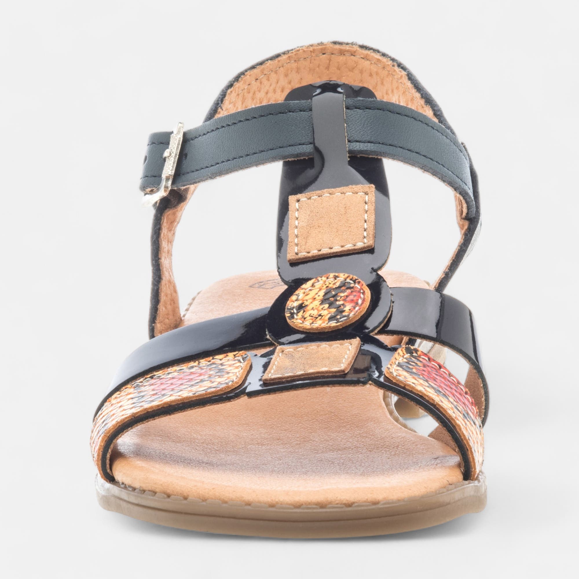 Nu-pieds Femme en cuir bleu marine