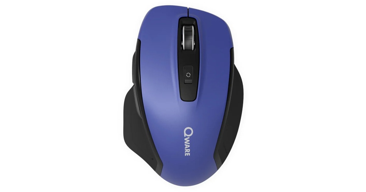 QwareGlasgow Draadloze Muis  (Zwart/blauw, 800 - 1600 DPI, 2,4 GHz USB | Bluetooth 5.0)
