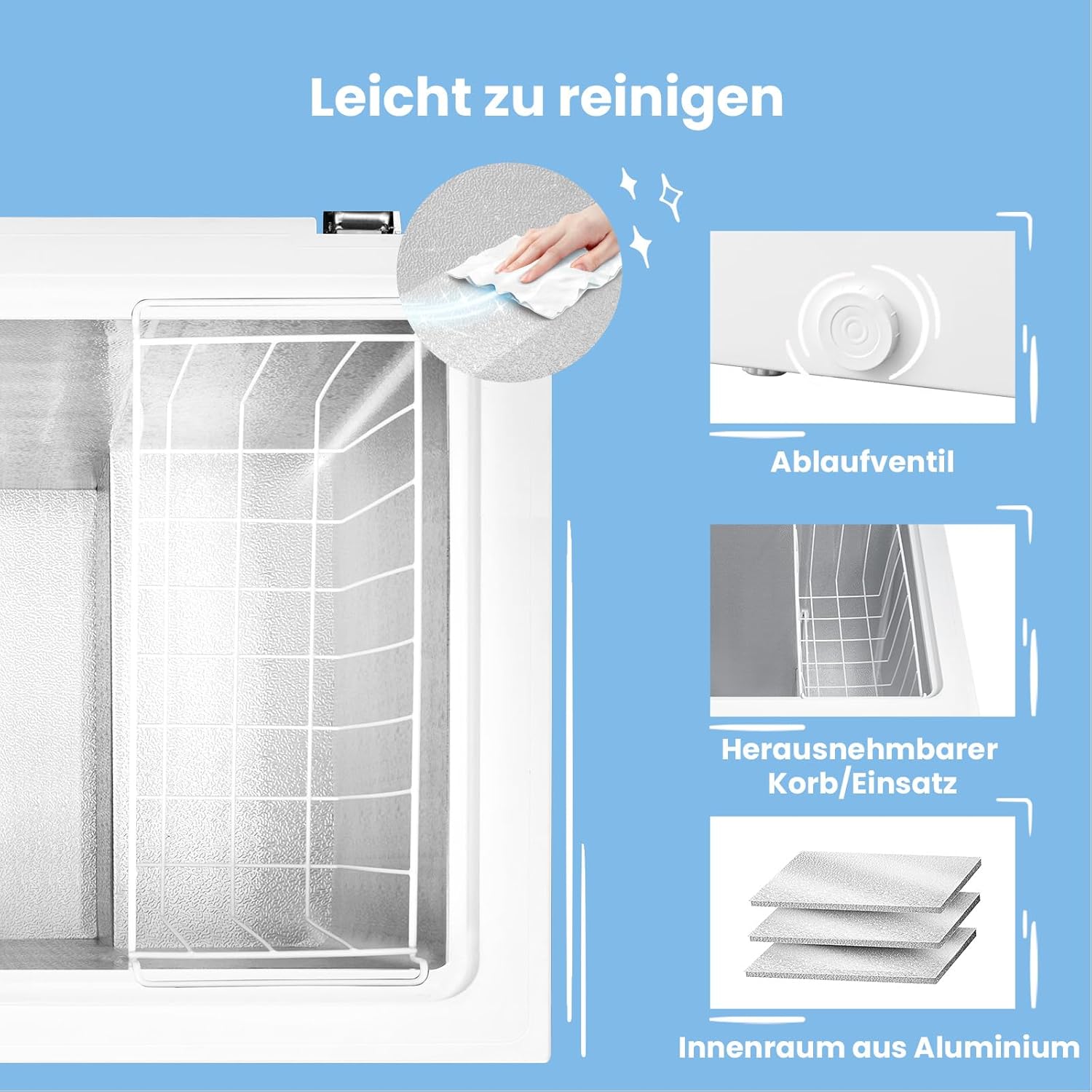 Comfee RCC199WH2(E) Gefriertruhe/200 kWh/Jahr/85cm hoch/198L/Hoch effizientes D-förmiges Rohr/Geeignet für verschiedene Einsatzszenarien/Einstellbarer Temperaturregler/Semi Circle Gefrierrohre/Weiß
