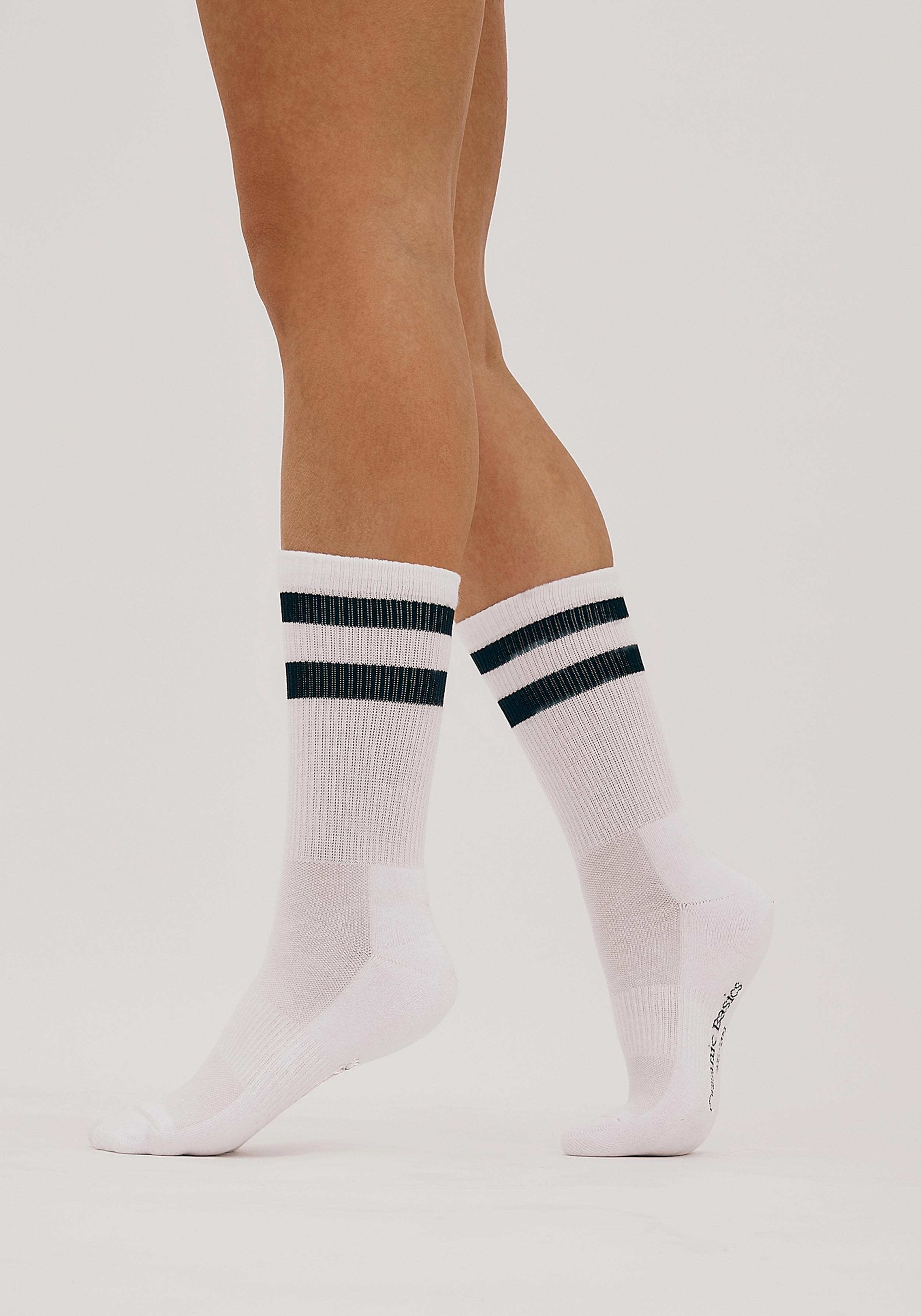 Organic Basics 3er-Pack Socken Core Stripe Crew Socks White/Black