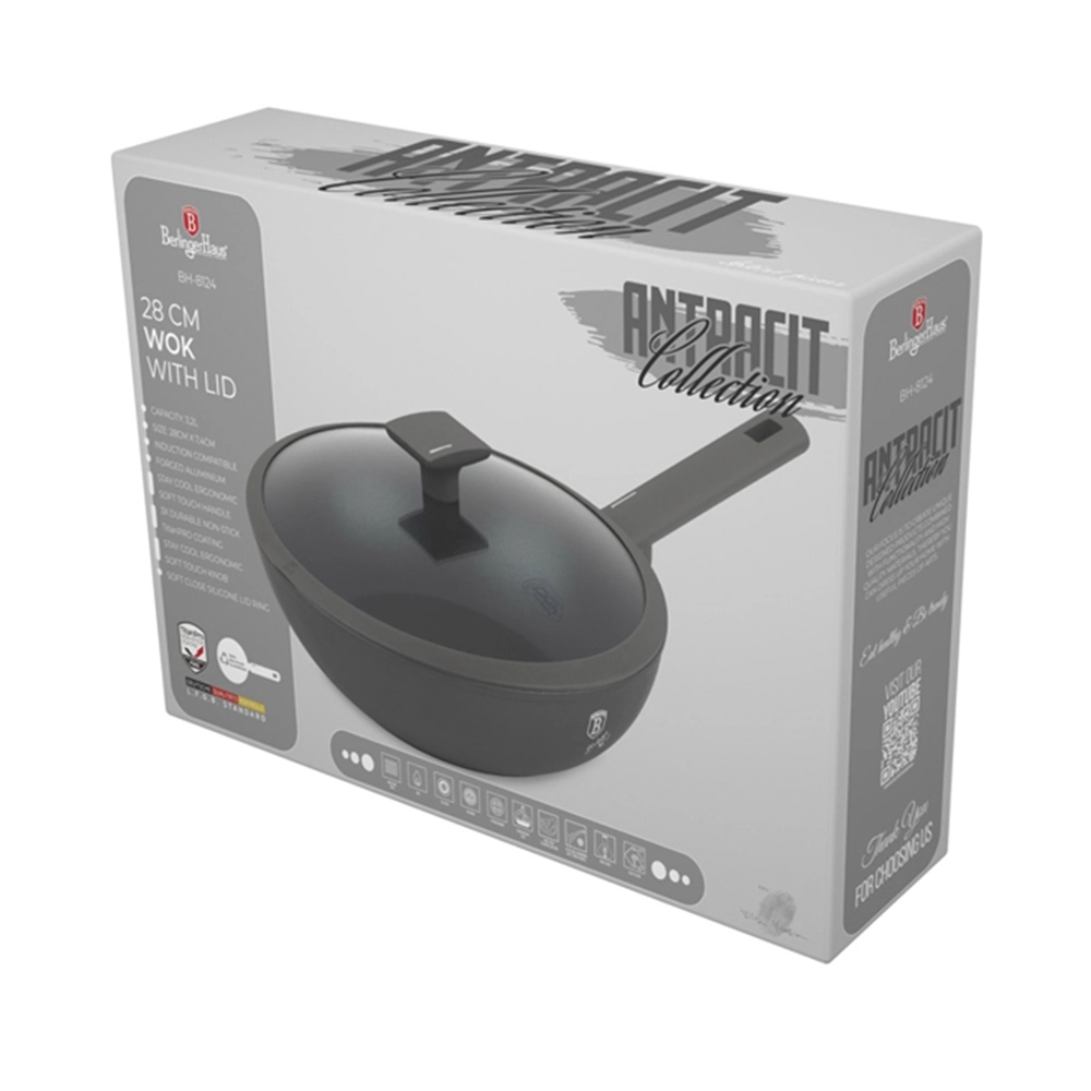 Berlinger Haus Wok Bratpfanne Ø 28 cm mit Deckel Anthracite Collection