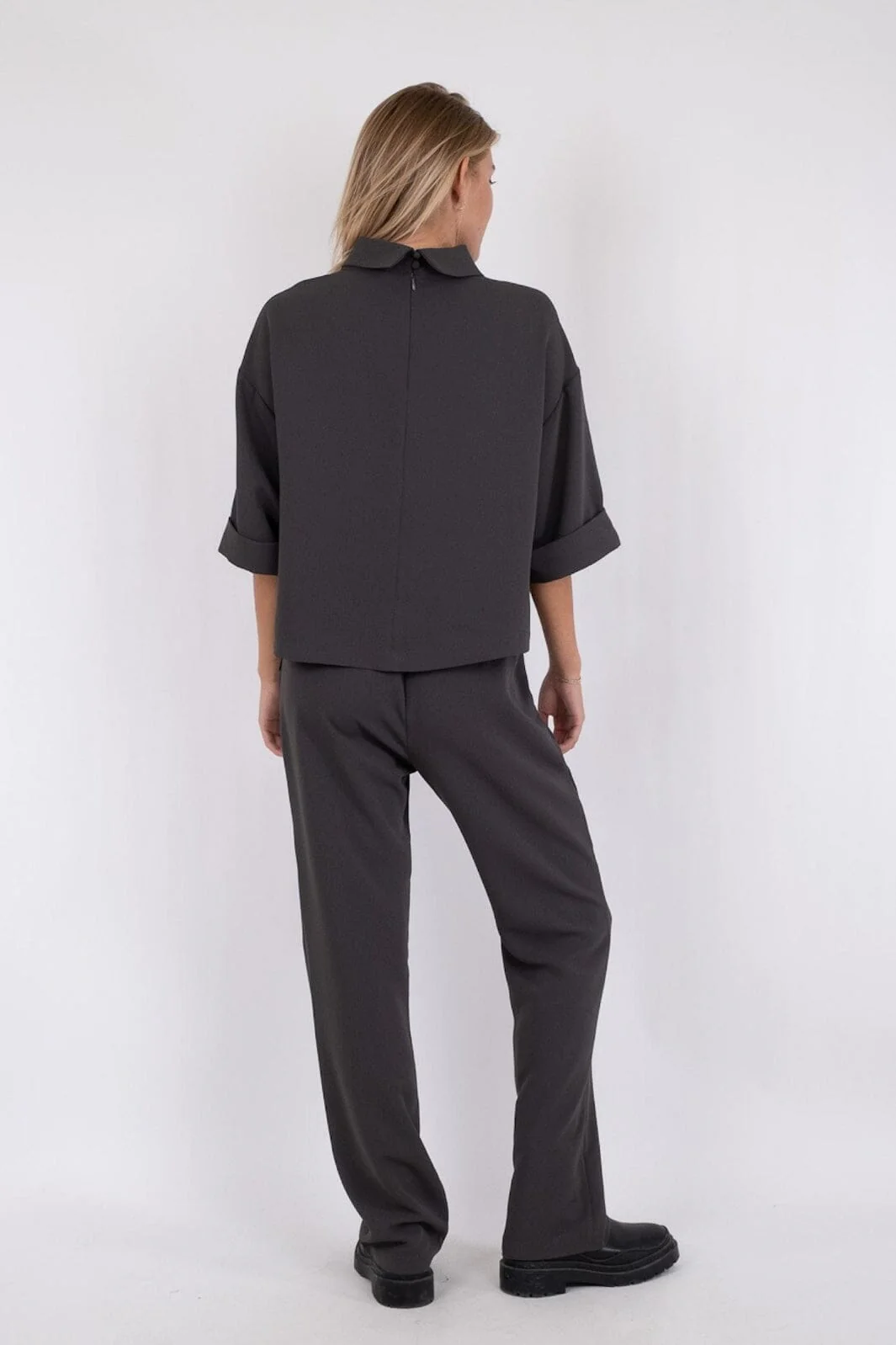 Neo Noir Arlo Crepe Jumpsuit steel grey